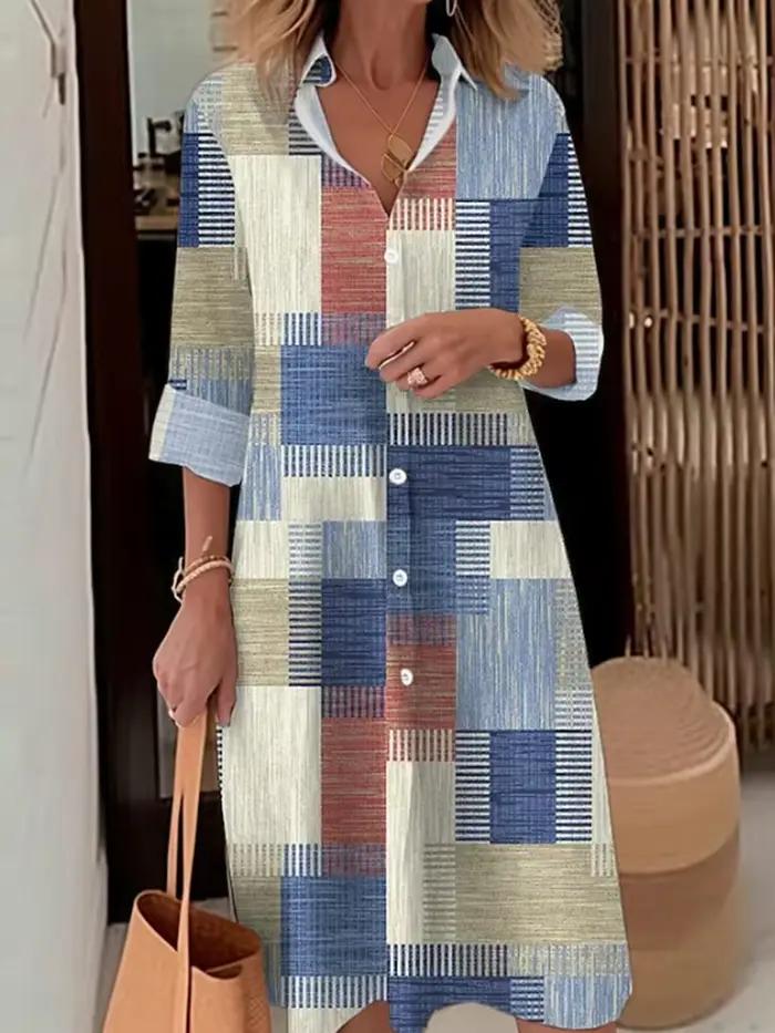 Robe chemise décontractée à manches longues pour femmes