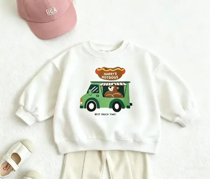 Sweat-shirt à col rond pour bébé, vêtements imprimés adorables pour enfants, costume populaire pour petits garçons et filles, haut à col rond pour enfants