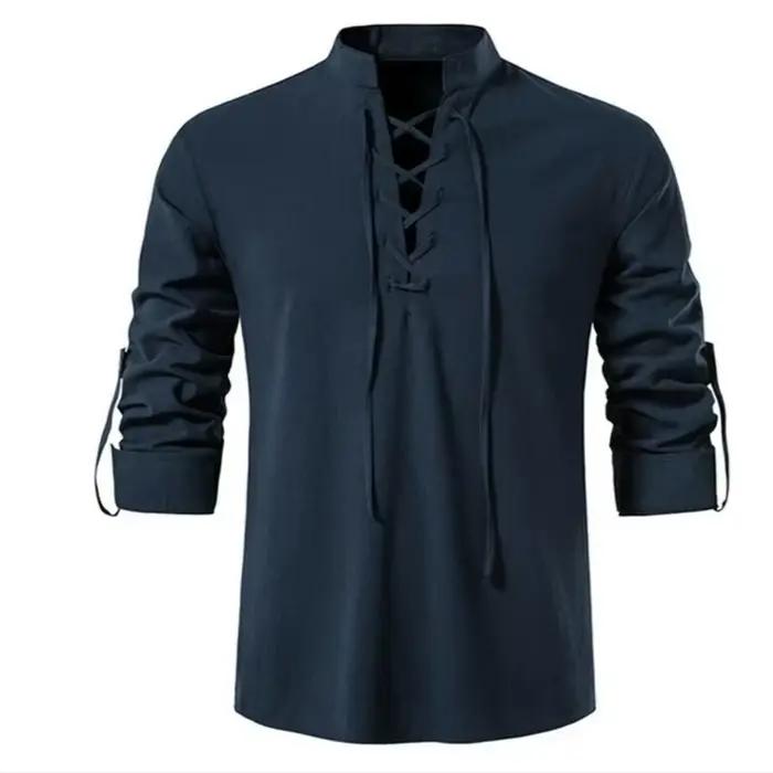 T-shirt à manches longues et col en V pour hommes