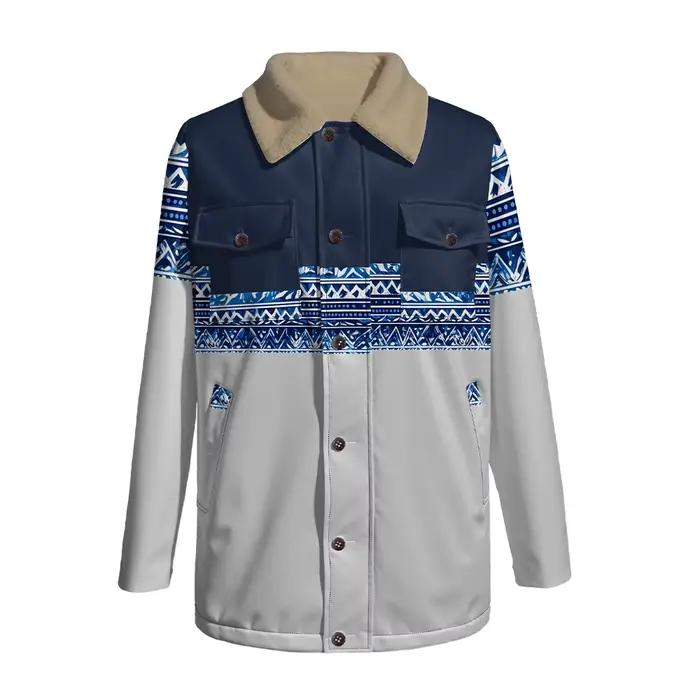 Vestes ethniques à imprimé géométrique avec col en fausse peau de mouton