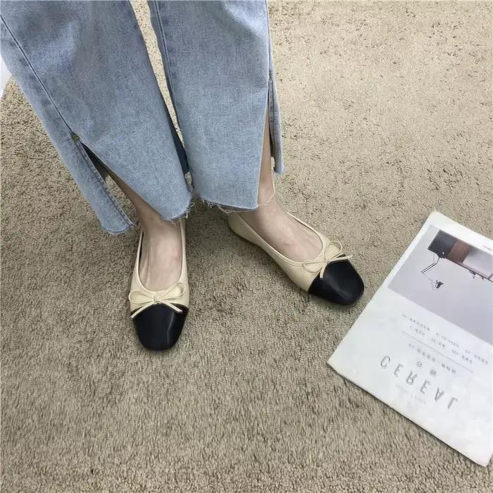 Grande taille 44 45 46 47 48 chaussures plates femmes printemps automne arc nouveau bout carré peu profond dames