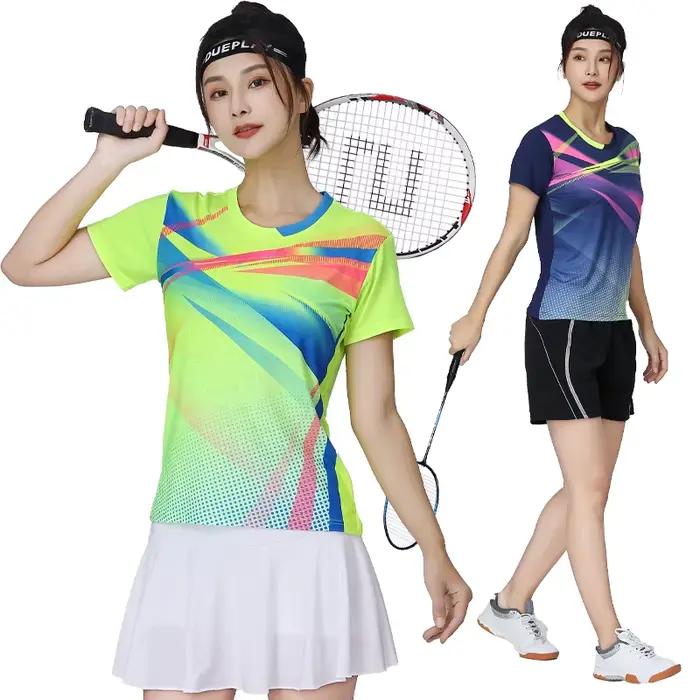 T-shirts de badminton pour femmes séchage rapide maille respirante pour entraînement fitness court manches polyesters occasions spéciales sportives