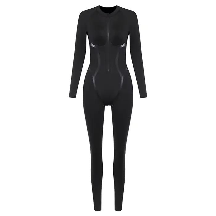 Combinaisons noires sexy à manches longues pour femmes