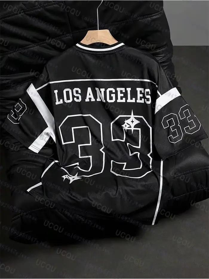 Los Angeles NO.33 maillot de Football mode décontracté col en v Sport T-shirt surdimensionné hommes