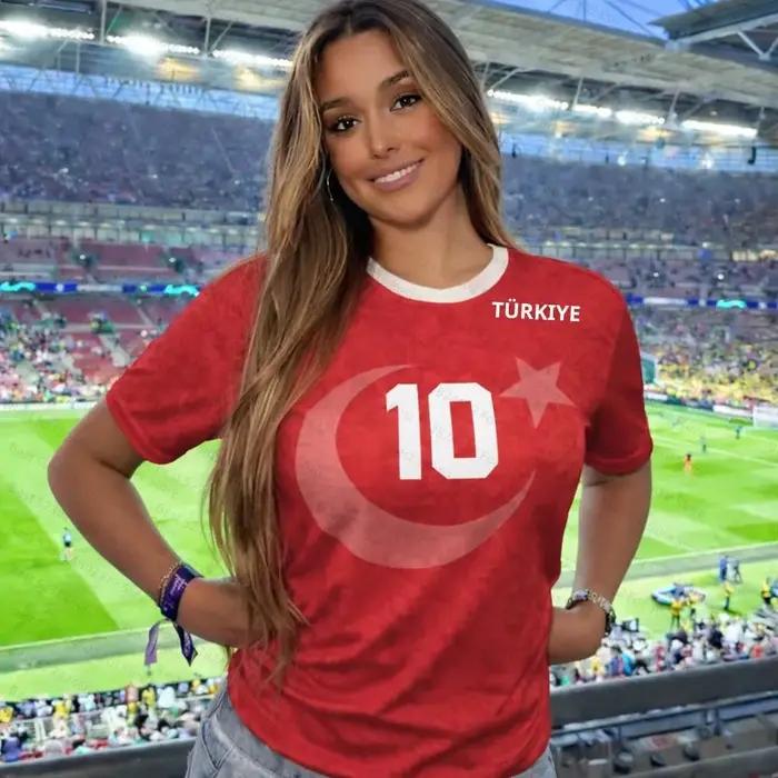 T-shirt de football Turquie, maillot de sport respirant à séchage rapide, impression 3D, unisexe, décontracté, été, pour femmes et hommes