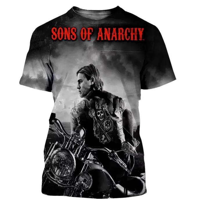 T-shirts vintage Sons of Anarchy, imprimé veste de moto 3D, t-shirt à manches courtes col rond pour hommes et femmes, streetwear oversize, tops Y2k