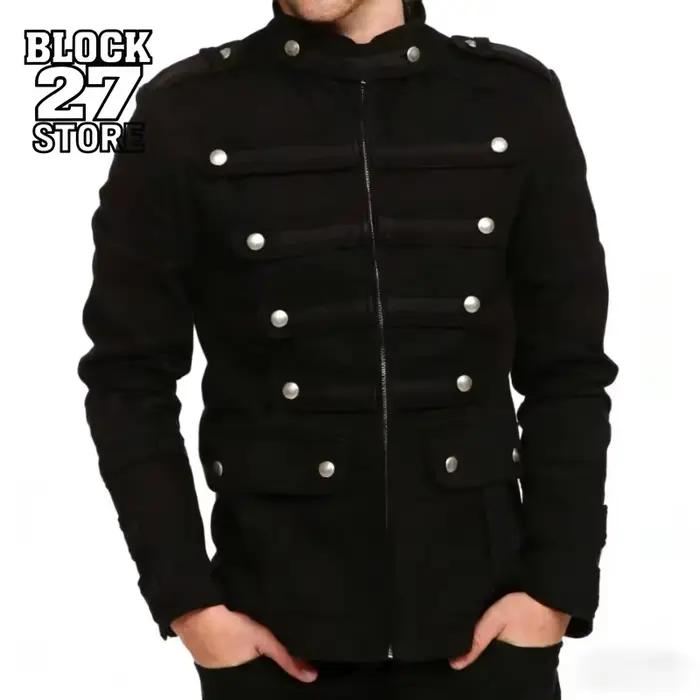 Veste pour homme, style gothique, steampunk, militaire, uniforme de parade, manteau Harajuku unisexe, noir, vintage, streetwear, coupe slim, tendance décontractée