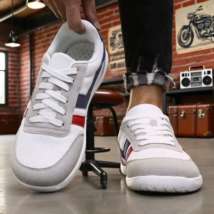 Hommes larges pieds nus chaussures minimaliste respirant confortable chaussure de marche à la mode léger sans lacet doux homme Trail baskets