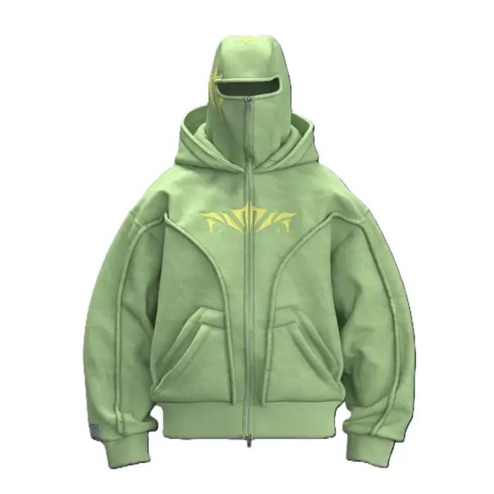Y2K Ninja Harajuku sweat à capuche zippé chaud Double couche veste froide à la mode motif brodé français décontracté gothique hommes femmes haut
