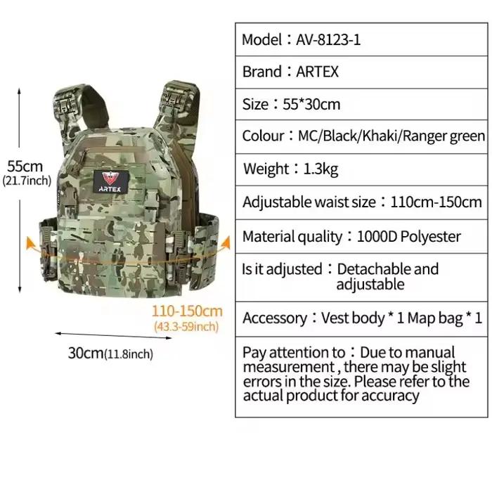 Gilet tactique ARTEX, porte-plaques de chasse en plein air
