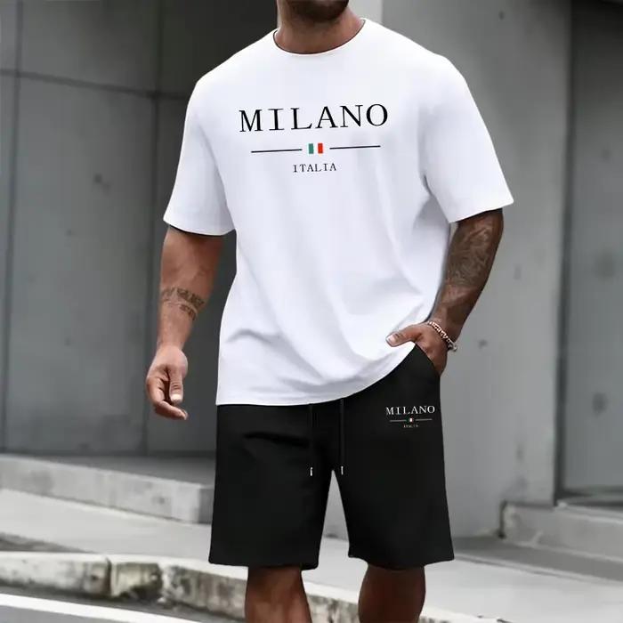 Ensemble de survêtement homme : T-shirt à manches courtes et short de sport – Collection été 2026 – Style italien –