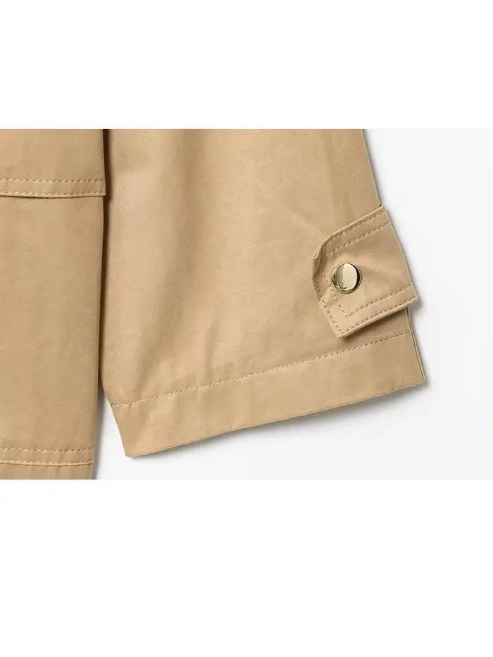 HH femmes nouveau décontracté solide multi-poches simple boutonnage à manches longues à capuche veste