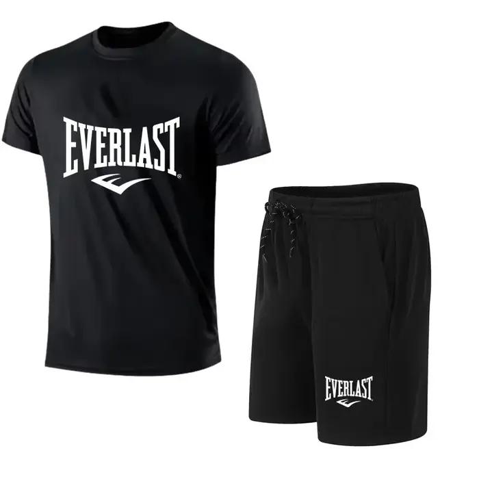 EVERLAST hommes T-shirt + Short 2 pièces ensemble loisirs souffle à manches courtes Sport Jogging gymnase marque impression vêtements