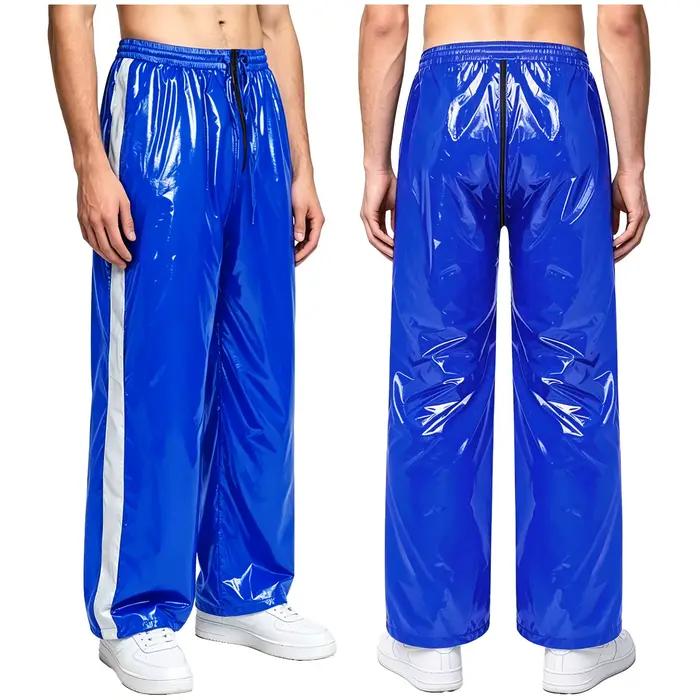 Pantalon de jogging imperméable pour homme avec fermeture éclair à l'entrejambe et bandes réfléchissantes – Idéal pour