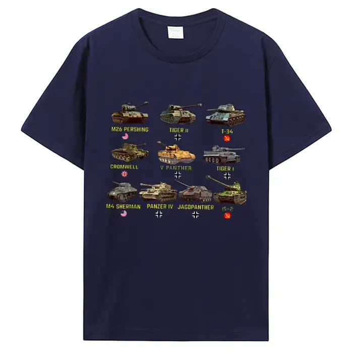Nouveaux réservoirs M4 Sherman Panzer IV Tiger II T-34 T-Shirt hommes décontracté coton