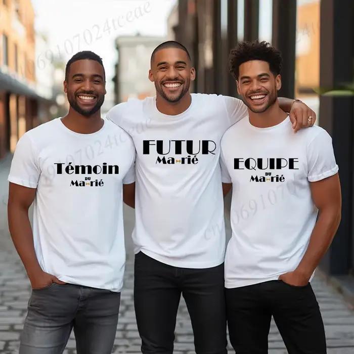 T-shirt de l'équipe française Evg Future Groom pour meilleurs hommes, équipe de marié, t-shirts de fête de mariage, célibataire, petit ami, enterrement de vie de garçon d'honneur