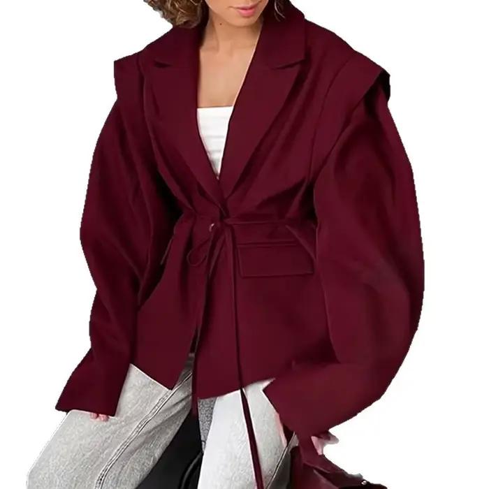 Blazer imprimé à motifs floraux avec boutons à lacets