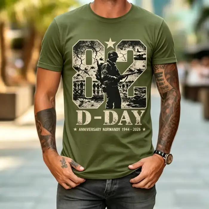 Tee-shirt Commémoratif D-Day 1944 2026 Hommes Style Décontracté Polyvalent Occasions Spéciales Vêtement Historique