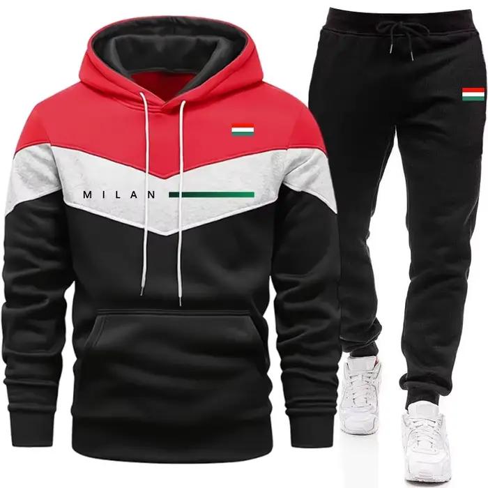 Ensemble de survêtement décontracté pour homme 2026 – Tenue de sport chaude pour l'automne et l'hiver – Vêtements de jogging d'extérieur – Sweat à capuche et pantalon (pièce unique)