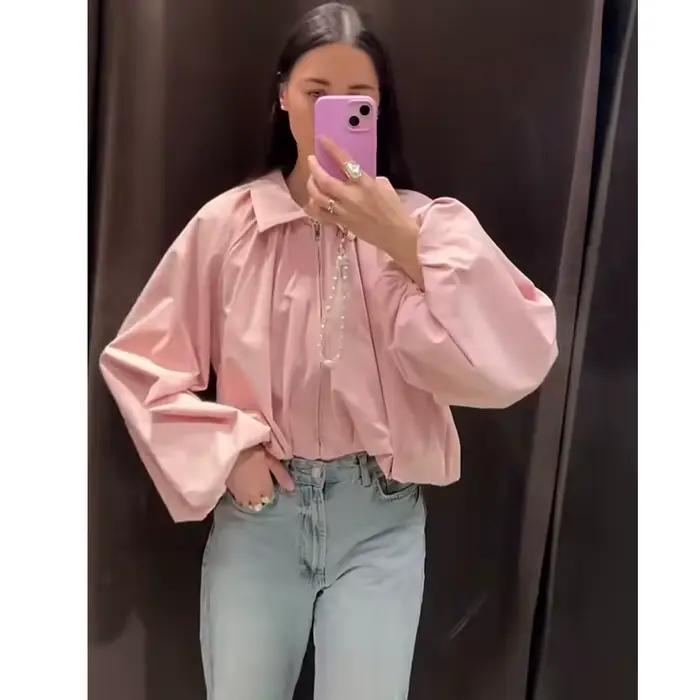 Vestes et Manteaux Femme Printemps 2026 Nouveauté Rose Tendance Élégante Ample Chaude Chic Urbain Vacances Jeunesse Blouse