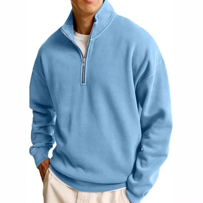 Nouveau Sweat-shirt Polyvalent Homme Printemps-Été 2026 – Col Montant Demi-Zip Tendance Décontracté à Manches Longues