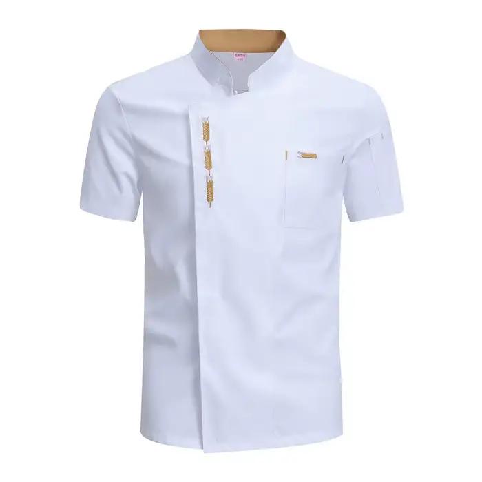 Uniforme de chef cuisinier unisexe, veste à manches courtes, manteau de chef, vêtements de restaurant attribuables, hommes et femmes, Chamonix, WaClaSummer, 73