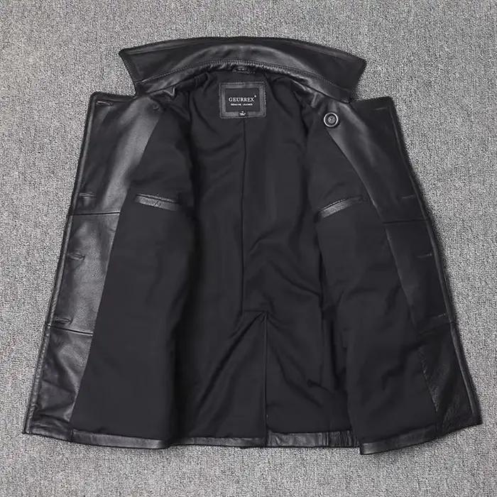 Veste en cuir véritable pour homme