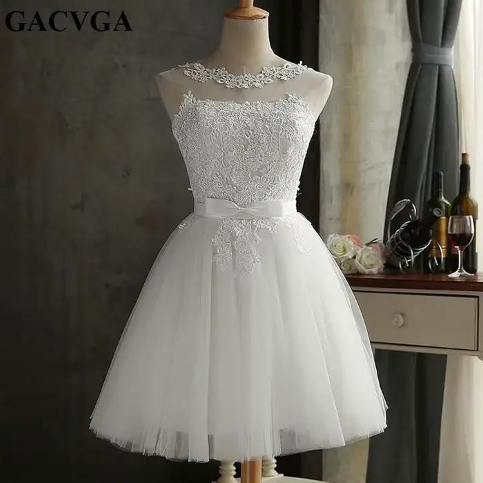 GACVGA dentelle robe d'été femmes sans manches belle blanc nœud papillon