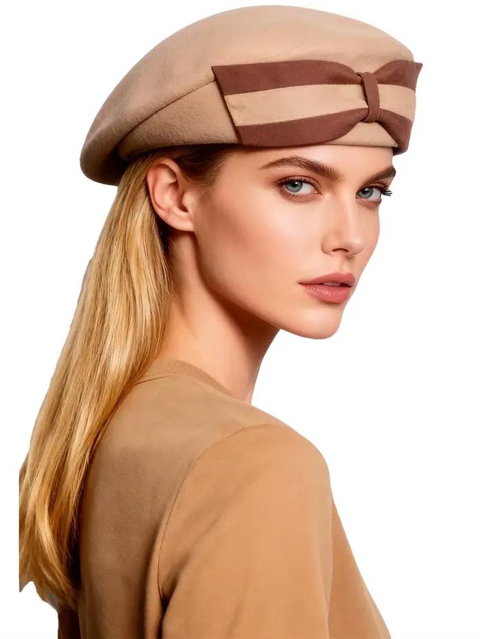 FS Vintage laine béret français chapeaux femmes Fedora noir feutre chapeaux hiver grand nœud élégant dames église chapeau mariage béret Femme