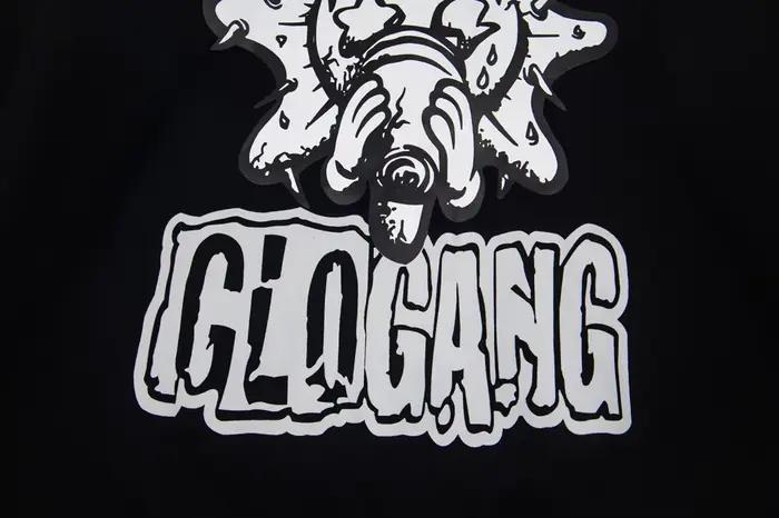 Glo Gang Eroded Glo sweat à capuche imprimé broderie thermique hommes femmes haute qualité surdimensionné noir pleine
