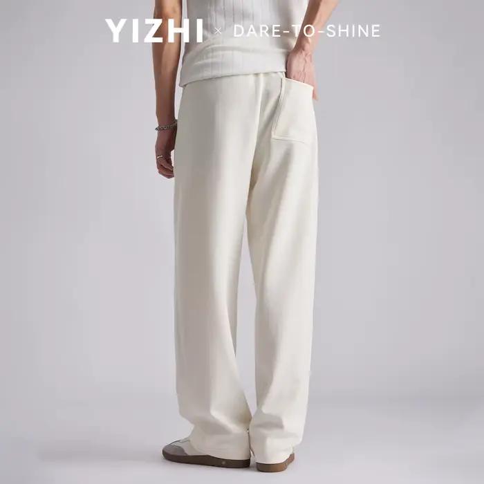 Pantalon de jogging en coton Mamba 260 GSM pour homme, style japonais, coupe ample, taille élastique, color block, doux et décontracté, idéal pour l'été