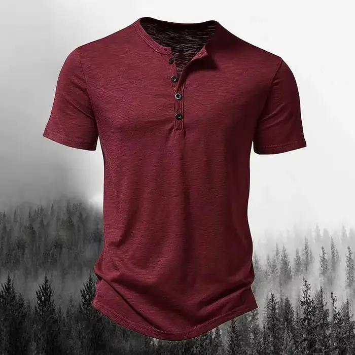 T-shirt homme col Henley polo décontracté polyester été sport occasionnels offerts en différentes tailles couleurs