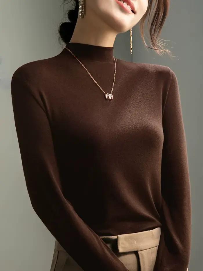 T-Shirt en Laine de Mouton de Couleur Melard pour Femme