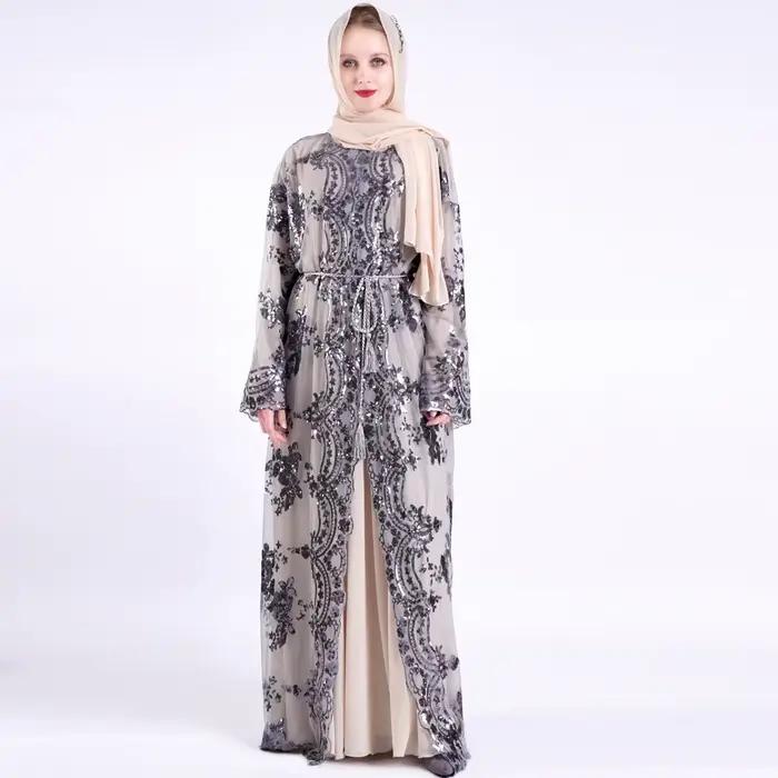 Abaya-Robe de ramadan en polyester pour femmes musulmanes