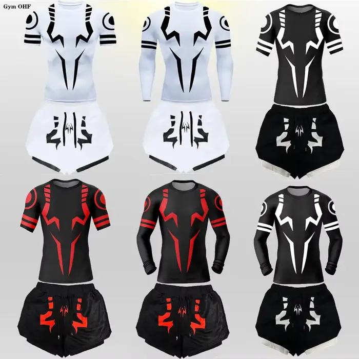 Jujutsu Kaisen Anime Compression t-shirt costumes hommes 2 en 1 Shorts Sport course Jogging gymnastique survêtement