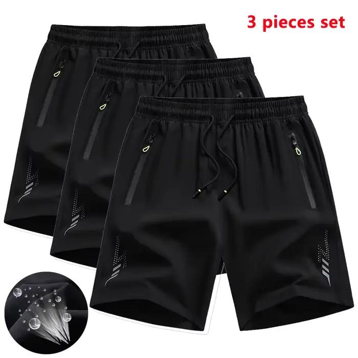 3 pièces nouveaux Shorts de course hommes Shorts de sport de gymnastique séchage rapide entraînement Fitness Jogging pantalons courts homme été Board Shorts