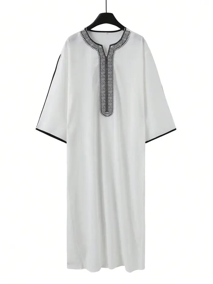 Hommes musulmans Robe longue Jubba Thobe broderie Abaya prière saoudienne Dishdasha Ramadan dubaï Abayas islamique