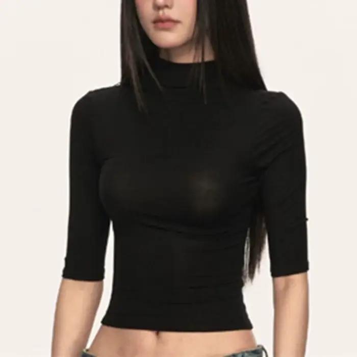 Français haute rue tout Match O cou demi manches t-shirts coréen été mince bureau dame femmes vêtements Simple Punk décontracté hauts