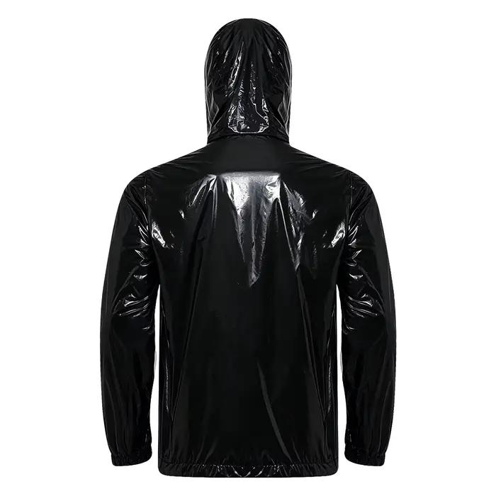 Veste coupe-vent brillante pour homme avec demi-fermeture éclair, sweat-shirt imperméable à poche avant zippée, à manches longues, type capuche, imperméable