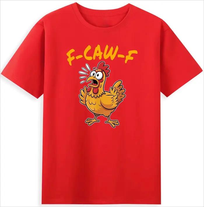 F-Caw-F comprend une référence intéressante de blague de poulet avec un T-shirt rétro pour hommes