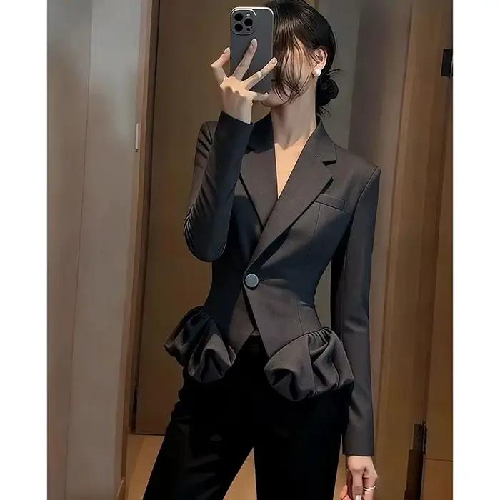 Blazer pour femme, veste de costume élégante et confortable, tendance printemps-automne 2026, tempérament féminin, manteau court