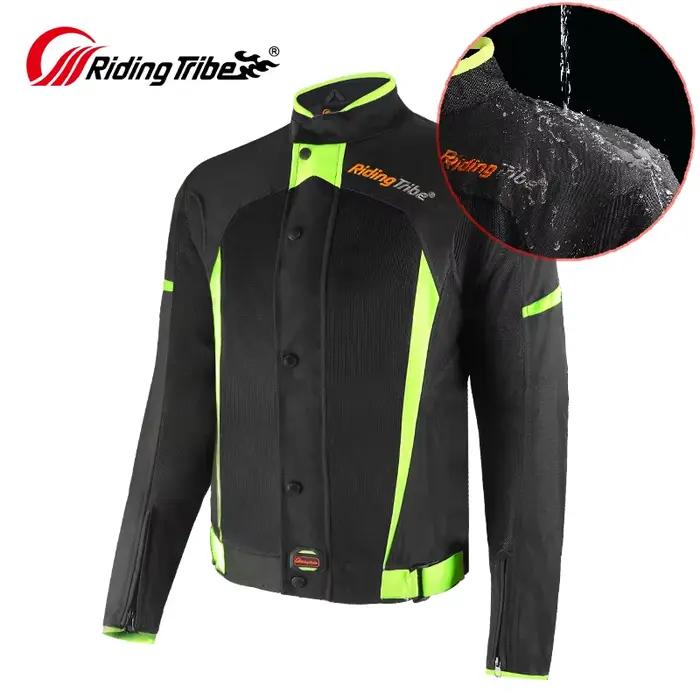 Veste et pantalon de course réfléchissants pour moto, veste imperméable, doublure en coton, tissu d'équipement de protection, Fjmoto, 4 saisons