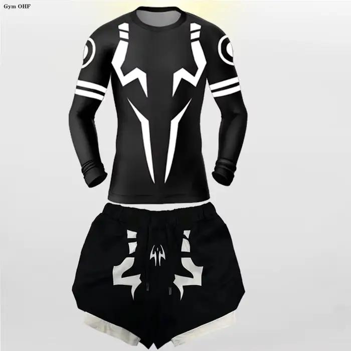 Jujutsu Kaisen Anime Compression t-shirt costumes hommes 2 en 1 Shorts Sport course Jogging gymnastique survêtement