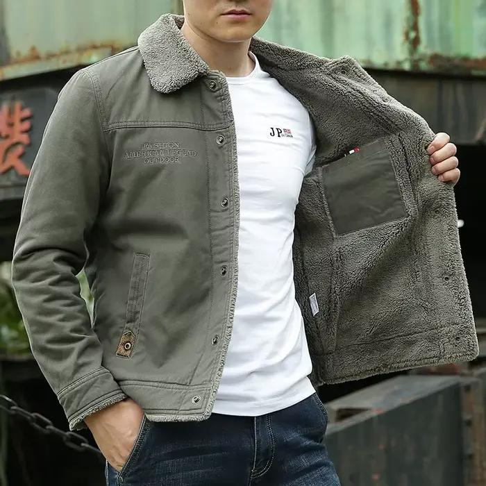Nouveau décontracté Denim coton veste hommes 2025 automne hiver col montant ample bouton de fermeture éclair polaire manteaux d'extérieur Chaquetas Hombre