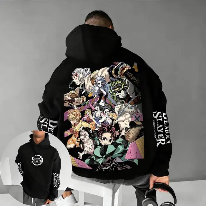 Sweat à capuche co-marqué Demon Slayer, automne/hiver, nouveaux hommes et femmes, imprimé Anime, ample, décontracté, Harajuku, pull Parent-enfant