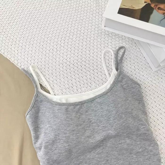 Débardeur Camisole Faux Deux Pièces Patchwork Doux