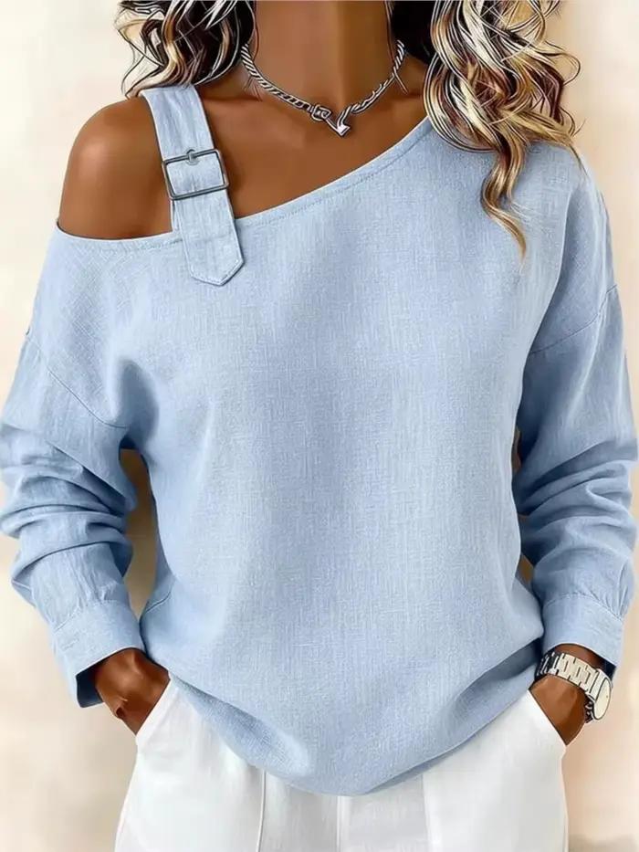 Nouveau T-shirt élégant et décontracté pour femme, idéal pour le printemps, l'automne, le bureau, les fêtes et les vacances, coupe ample, blanc