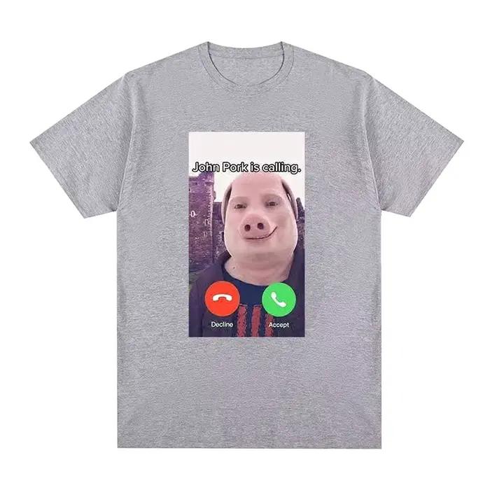 John Pork appelle réponse appel téléphone T-Shirt Humor drôle cochon amant graphique T-Shirt haut Streetwear mode à manches courtes tenue cadeau