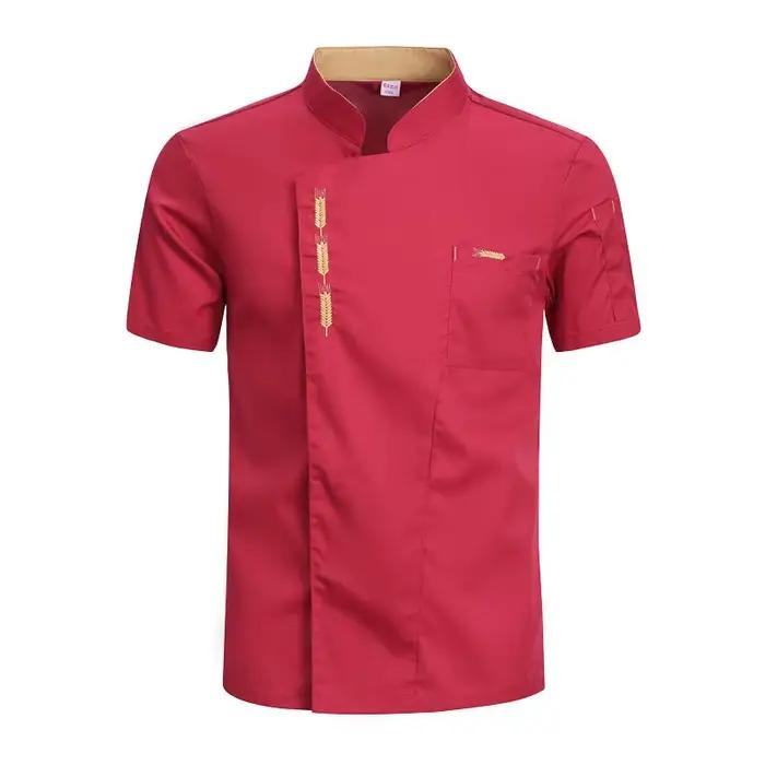 Uniforme de chef cuisinier unisexe, veste à manches courtes, manteau de chef, vêtements de restaurant attribuables, hommes et femmes, Chamonix, WaClaSummer, 73