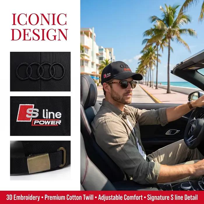 Casquette de baseball brodée avec logo de voiture Audi Sline RS TT Quattro A3 A4 A5 A6 Q5 Q6 Q7 S3 S4 S5, réglable, décontractée, pour l'extérieur
